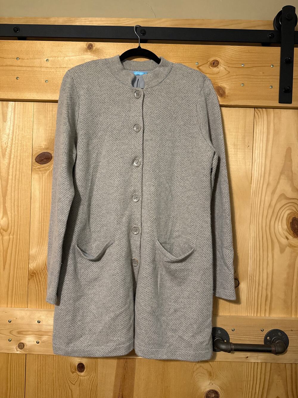 J. McLaughlin Womens Mirian Coatigan XL 100% Cashmere Button Jacket Oatmeal
